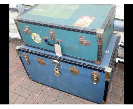 A vintage travelling trunk and one other 