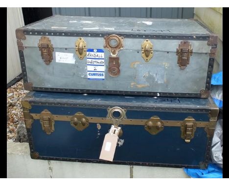 A vintage travelling trunk and one other 