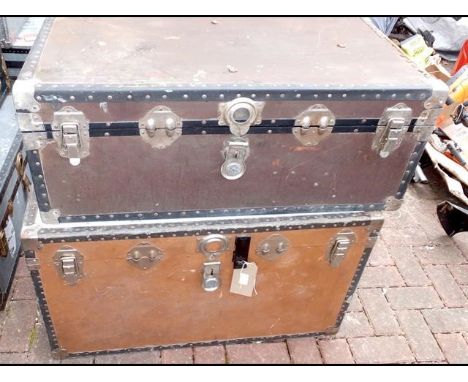 A vintage travelling trunk and one other 