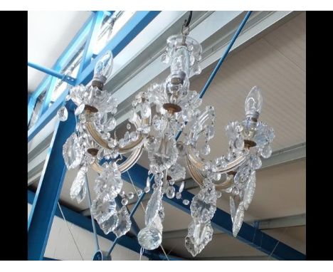 An elegant six branch crystal drop ceiling light 