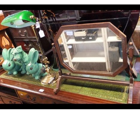 A vintage style desk lamp together with an oak bathroom mirror