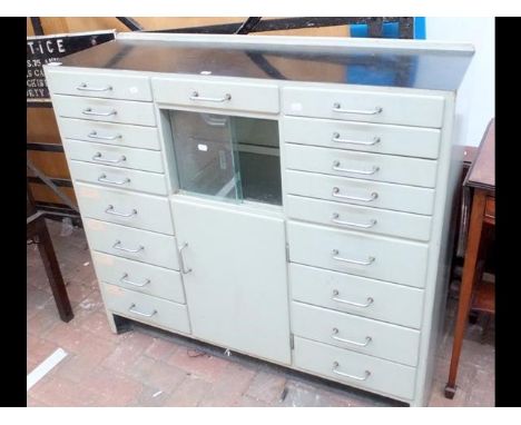 A vintage Dentist's cabinet with multi-drawer front and centre cabinet - 110cm x 35cm 