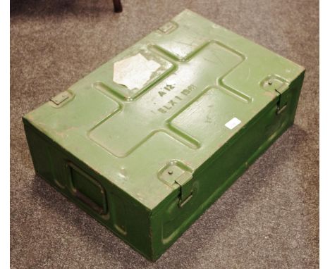 A military style metal trunk stamped A12 ELX I 1941, 21cm x 63cm x42.5cm