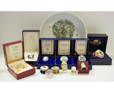 A Crummels &amp; Co. enamel patch box hand painted with show cocker spaniels,boxed; Staffordshire enamel box from the Chelsea