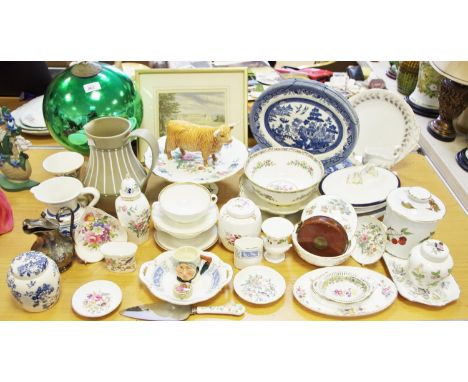 Decorative Ceramics &amp; Glass - Aynsley pedestal cake stand; other Aynsley trinkets; Royal Crown Derby Posies pattern ginge