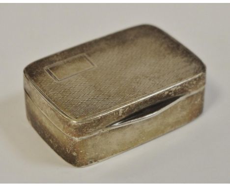 An early 20th century silver snuff box dated 1936, engine turned, vacant cartouche 