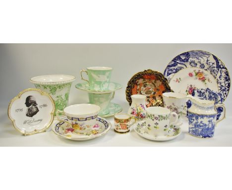 Royal Crown Derby including Chinese Birds pattern teacup &amp; saucer, white on a jade ground; another; a A736 pattern teacup