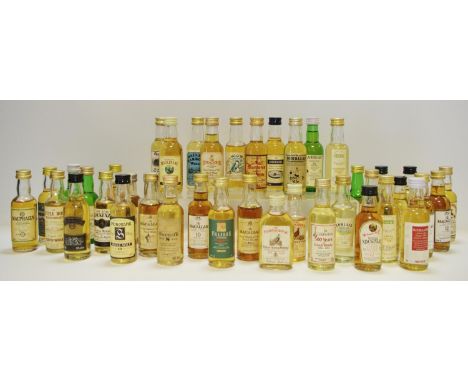 Whisky Miniatures - a Lochindaal 10 year aged bottle; limited edition North British Distillery 25 year oak wood matured scotc