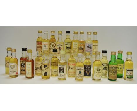 Whisky Miniatures -Twenty Five examples including a limited edition Linkwood Distillery 10 year sherry butt matured single ma