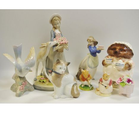 Decorative ceramics - a Royal Doulton Bramble Hedge figure of Clover, boxed; another Basil, unboxed;D'Art SA figure of a youn