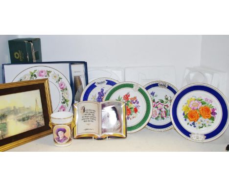 Decorative Ceramics - a Coalport Views of England and Wales series Windsor Castle ceramic plaque, framed; decorative plates; 