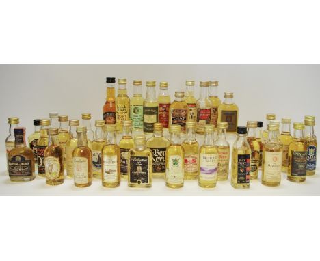 Whisky Miniatures - Forty scotch examples including Bladnoch Distillery single lowland malt scotch whisky matured in an oak c