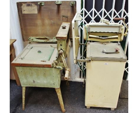 Vintage laundry - A Ewbank mangle; a Slaxon gas fueled washing machine fitted with Acme wringer. (2)