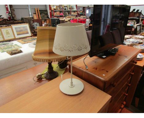 A cream Laura Ashley pierced metal table lamp