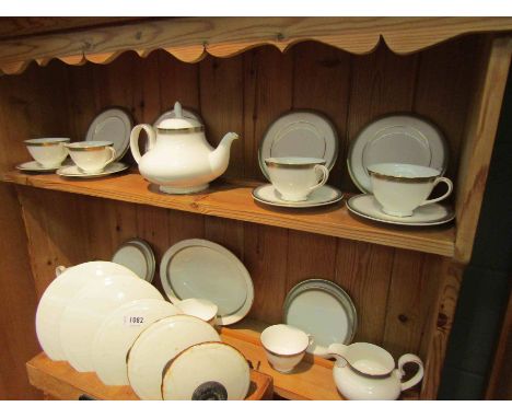 A quantity of Royal Doulton Clarendon tea wares, including teapot, teacups, milk jug, saucers etc 