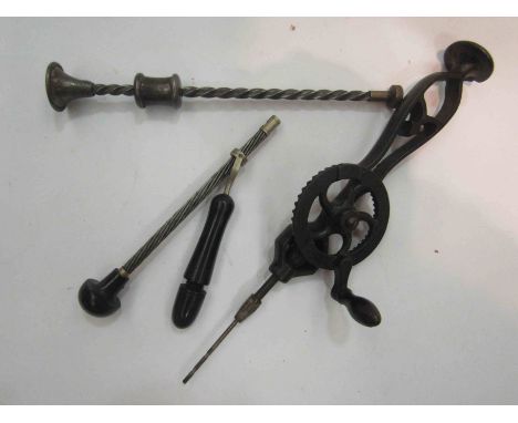 Three bygone miniature implement/clock drills
