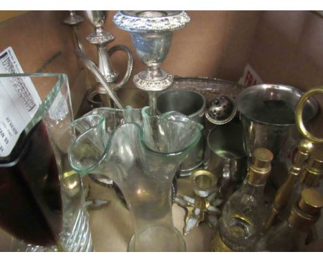Three boxes of mixed ceramics including Aynsley posies, beer stein, Tony Wood character jug, plated ware, including candelabr