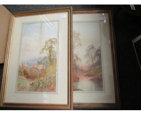 V ALLAN (XIX) : Three Watercolours of countryside scenes including Scottish lake, framed and glazed, portrait orientation