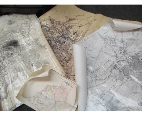 A group of rolled Ordnance survey maps of Norfolk including Norwich