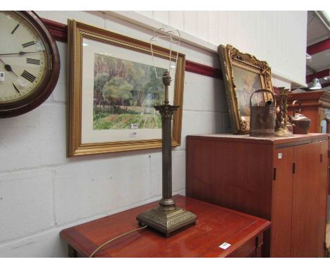 An early 20th Century brass Corinthian column table lamp 