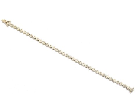 A diamond bracelet, designed as a series of brilliant cut diamond collets, with push piece clasp, total diamond weight 1ct, s