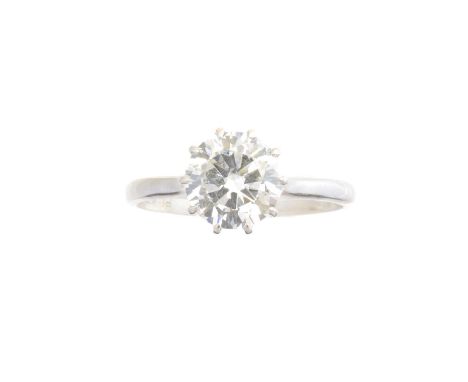 A diamond single stone ring, the brilliant cut diamond weighing approx. 1.25cts within a ten claw setting, estimated colour I