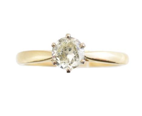 An 18ct gold diamond single stone ring, the brilliant cut diamond weighing approx. 0.45ct within a six claw setting, estimate