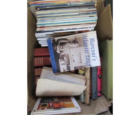 Three boxes of mixed radio and television related books including Marconi and servicing manual