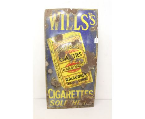 Enamel advertising sign 'Wills's Gold Flake Cigarettes Sold Here', together with another smaller 'Ask For Wills's Gold Flake 