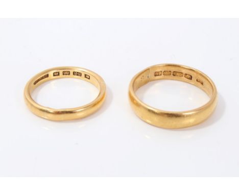 Two gold (22ct) wedding rings CONDITION REPORT 14.5g total weight