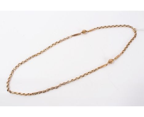 Edwardian gold (unmarked) watch chain with pierced ball mounts CONDITION REPORT Weight 7.2g