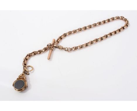 Gold (9ct) Albert chain with fob CONDITION REPORT Overall length including fob 40cm.  Total weight 46.3 grams