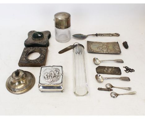 Selection of miscellaneous Georgian, Victorian and later silver - including Sampson Mordan bookmark, flatware, napkin rings, 