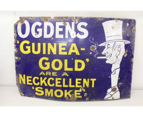 Enamel advertising sign 'Ogdens Guinea Gold are an Excellent Smoke', 91.5cm overall width