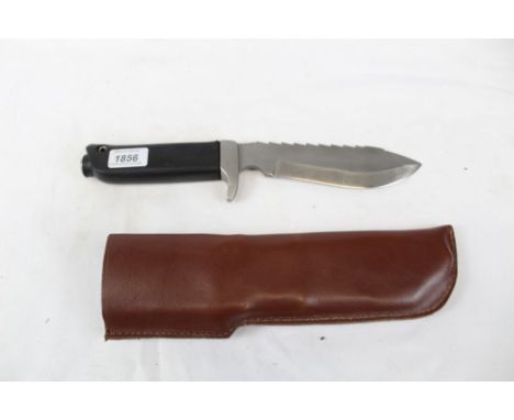 Original Wilkinson Sword 'Dartmoor' knife in bespoke leather sheath CONDITION REPORT The grip contains a table with a compass