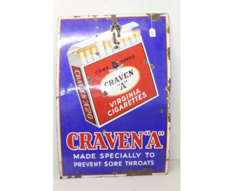 Large enamel advertising sign 'Craven A', 91.5cm overall height