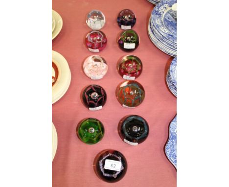 Eleven Caithness 'Maydance' 1972 - 1995 glass paperweights by Colin Terris