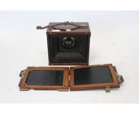 A. Watson &amp; Son mahogany and brass plate camera, with plaque 'Timer' Thornton-Pickard Patent