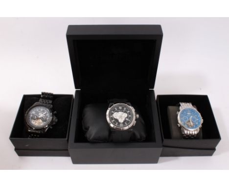 Cerruti 1881 wristwatch in case, together with two M. Johansson stainless steel wristwatches (3)