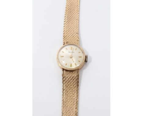 9ct gold Zenith ladies' wristwatch on an integral 9ct gold Milanese bracelet CONDITION REPORT Total gross weight approximatel