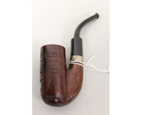 Boer War Interest:  Early 20th century EEC briar pipe carved with a portrait of Paul Kruger and inscribed - Anglo-Boer-War, 1