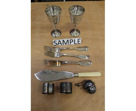 Selection of miscellaneous silver plate - including pair of goblets and large amount of flatware, etc, together with a quanti