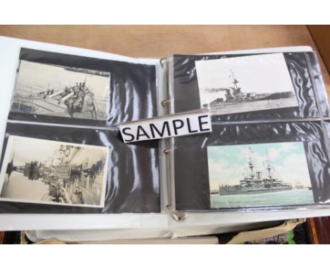 Postcards - Naval interest - real photographic cards and shipping, Sailors, Admirals, etc, miscellaneous items including silk