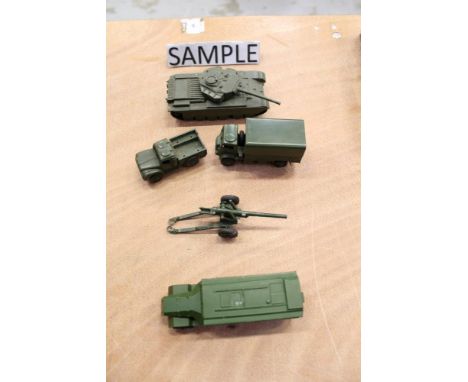 Dinky - selection of military models - including Austin Champ no. 674, Scout Car no. 673 (x 2), Armored Command Vehicle no. 6