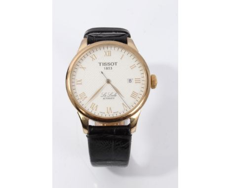 Gentlemen's Tissot Le Lode Automatic wristwatch in gold plated case with Roman numeral markers, sweep seconds and date apertu