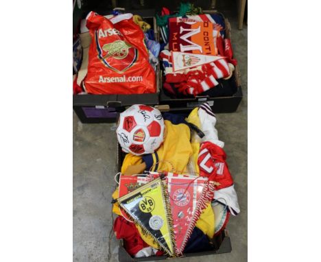 Arsenal signed football, Arsenal shirts, scarves and pennants (qty) CONDITION REPORT Mainly XL, one XXL, very good, some ligh