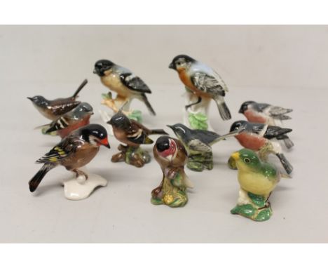 Selection of Beswick birds - including Greenfinch, Bullfinch, Chaffinch, Grey Wagtail, etc, Goebel bird - European Goldfinch 