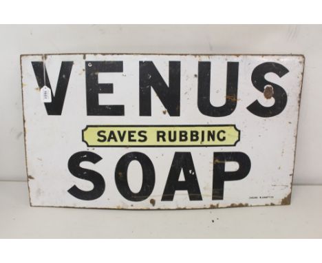 Enamel advertising sign 'Venus saves rubbing Soap', by Chromo W. Hampton, 81.4cm overall width