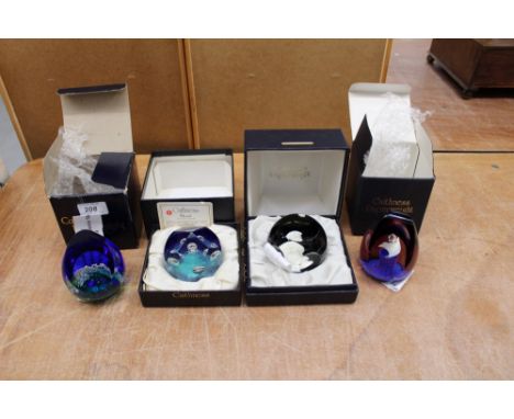 Four Caithness limited edition glass paperweights - Henry VIII Cameo Facet Cut 1979, by Colin Terris, no. 350 of 507, Chorale