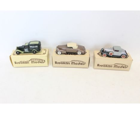 Diecast - Brooklin Models 1932 Packard Light 8, 1940 Cadillac V16 Convertible, 1936 Dodge Van 'Model Auto' - all boxed (3)
